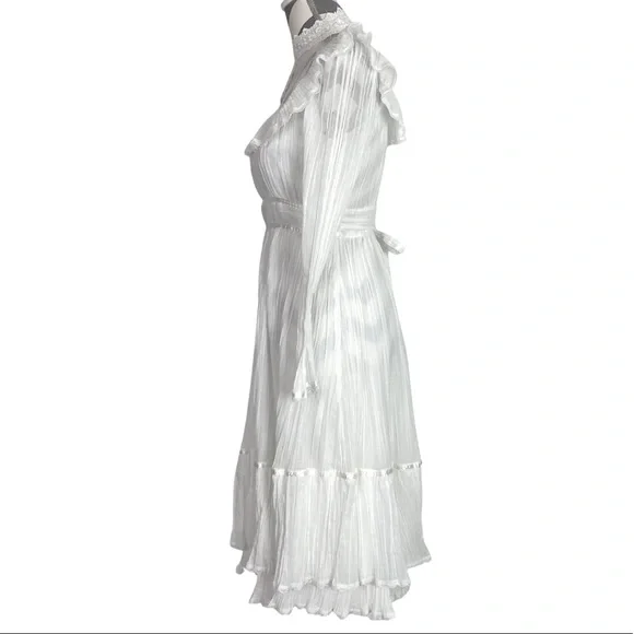 Gunne Sax Vintage 70s Dress Size Small Cottagecore Lace Ruffle Wedding Dress EUC - Picture 2 of 16